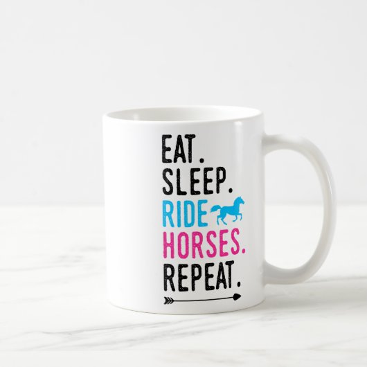 睡眠乗食べ馬のリピーター馬に乗る馬術 コーヒーマグカップ (右)