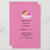 睡眠乳児女子ベビーシャワー招待状 便箋 (正面/裏面)