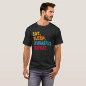 睡眠体操食べ習リピーター男子女子女子スポーツ Tシャツ (正面フル)