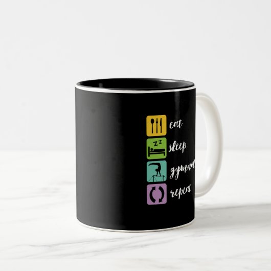 睡眠体操食べ術繰り返し体操少女の娘 ツートーンマグカップ (正面右)