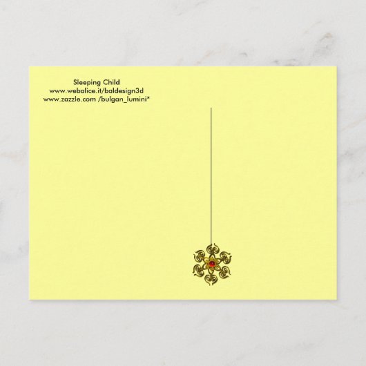 睡眠児、金ゴールド黄赤ちゃんシャワーモノグラム インビテーションポストカード (裏面)