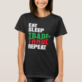 睡眠取引食べ繰り返し投資家日 Tシャツ (正面)