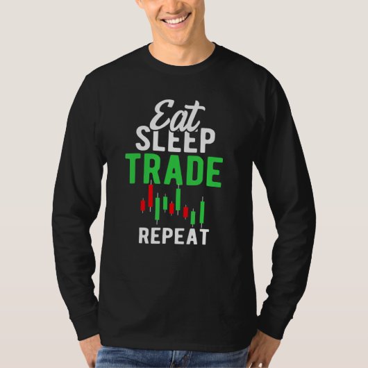睡眠取引食べ繰り返し日の株式の取引クリスマス Tシャツ (正面)