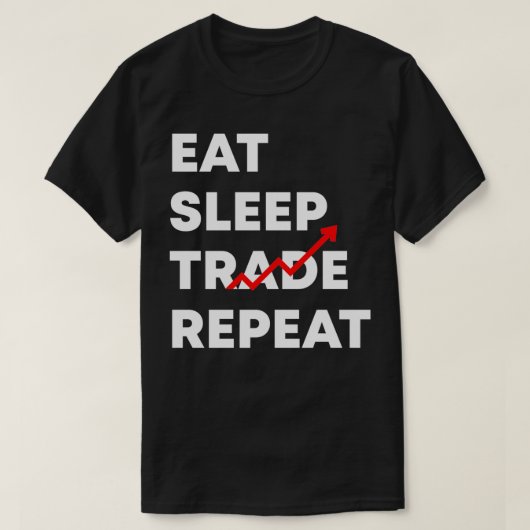睡眠取引食べ繰り返し株式おもしろい市場トレーダー Tシャツ (デザイン正面)