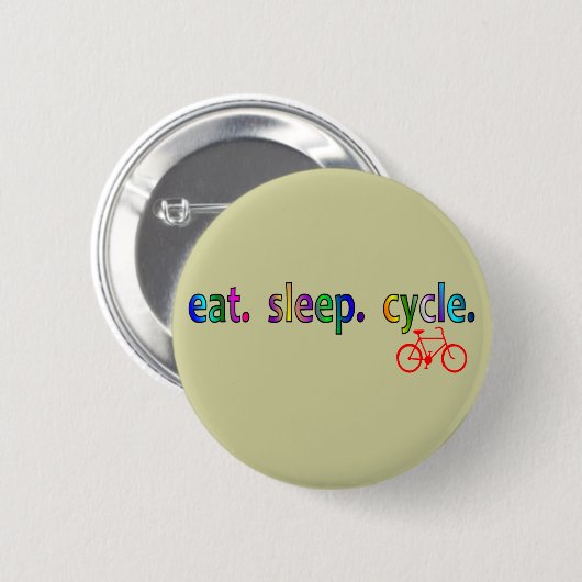 睡眠周期の自転車のライダーのギフトを食べて下さい 缶バッジ (正面&裏面)