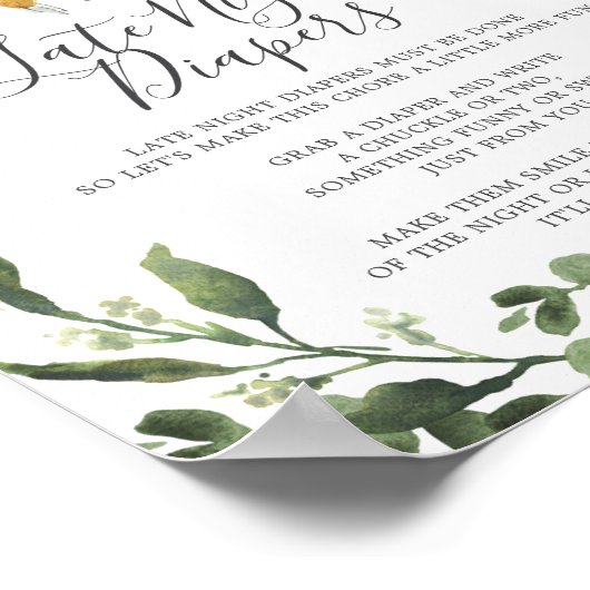 睡眠怠け赤ちゃんシャワー深夜おむつサイン ポスター (角)