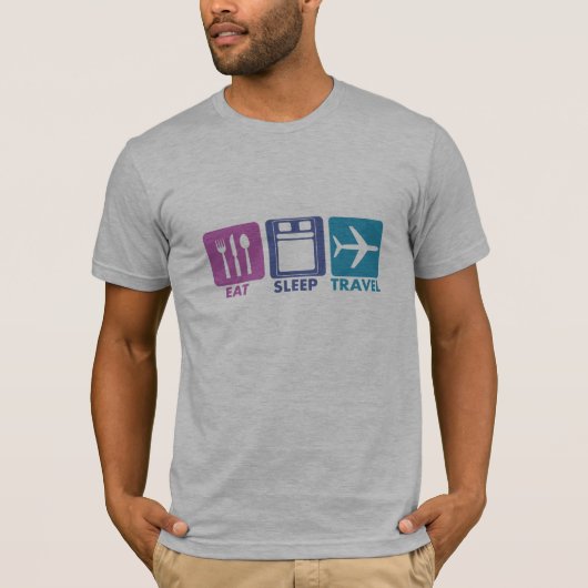 睡眠旅行ライフスタイルを食べて下さい Tシャツ (正面)