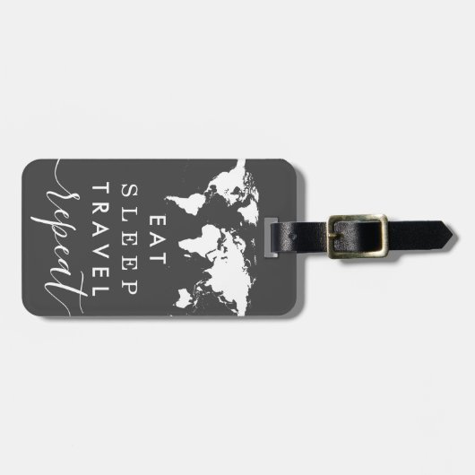 睡眠旅行繰り返しの世界地図のカスタム色を食べて下さい ラゲッジタグ (正面横)