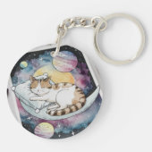 睡眠水色キャットアクセサリーパウチトラベルバッグ キーホルダー (裏面)