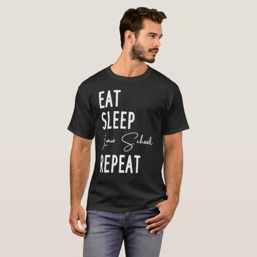 睡眠法食べ再会おもしろい弁護士法学院学生 Tシャツ (正面フル)