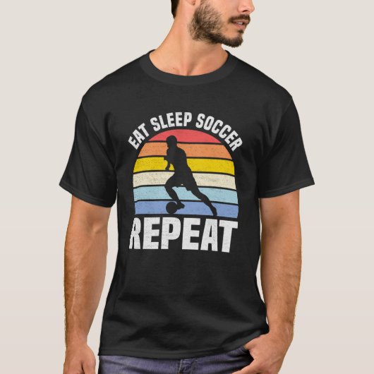 睡眠用食べサッカー中継ヴィンテージレトロサッカー Tシャツ (正面)