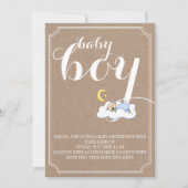睡眠男の赤ちゃんシャワーヴィンテージ文字 ミニマル 招待状 (正面)