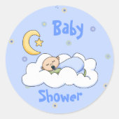 睡眠男の赤ちゃんシャワー封筒用シール ラウンドシール (正面)