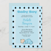 睡眠男の赤ちゃんシャワー招待状 招待状 (正面/裏面)