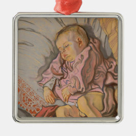 睡眠男の赤ちゃん メタルオーナメント