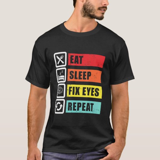 睡眠直食べ眼視眼科医コンタック Tシャツ (正面)