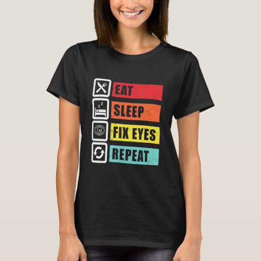 睡眠直食べ眼視眼科医コンタック Tシャツ (正面)