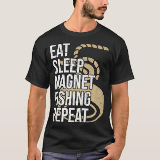 睡眠磁食べ石魚釣り繰り返し磁石魚釣りプレ Tシャツ