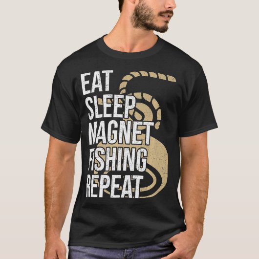 睡眠磁食べ石魚釣り繰り返し磁石魚釣りプレ Tシャツ (正面)