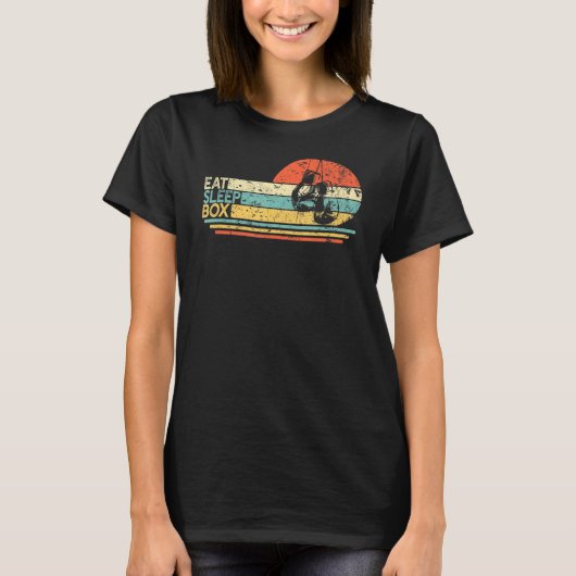 睡眠箱食べボクシング手袋ボクサー Tシャツ (正面)