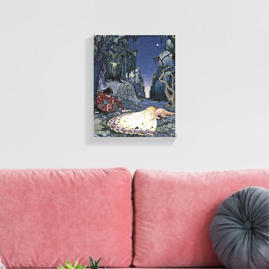 睡眠美しいプリンセスヴィンテージ魔法ロマンス キャンバスプリント (インサイチュ (リビング))