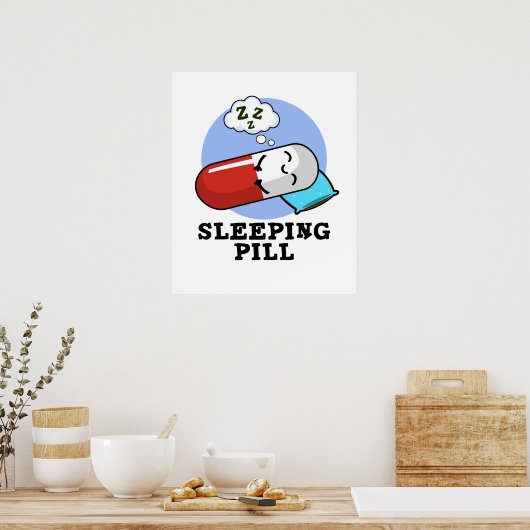 睡眠薬おもしろい薬プリン ポスター (キッチン)