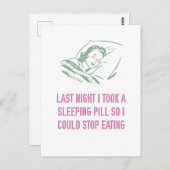 睡眠薬を飲んでストップ食べ大流行した ポストカード (正面/裏面)