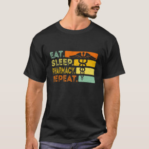 睡眠薬局食べリピーター薬剤師ヴィンテージアーム Tシャツ