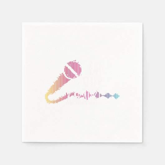 睡眠食べカラオケマイク音楽歌唱ギフト スタンダードカクテルナプキン (正面)