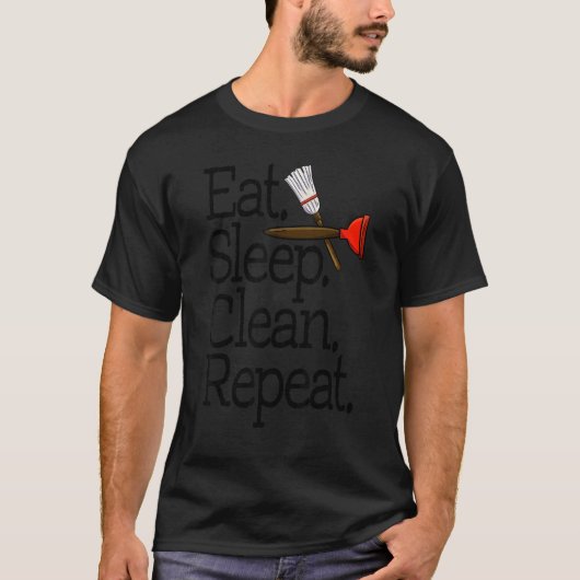 睡眠食べクリーンリピート女性清掃チーム2 Tシャツ (正面)