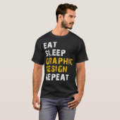 睡眠食べグラフィックデザイン反復 Tシャツ (正面フル)