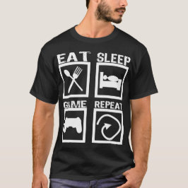 睡眠食べゲームの繰り返し Tシャツ