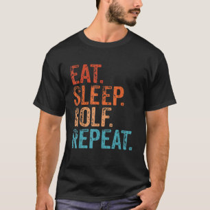 睡眠食べゴルフ繰り返しヴィンテージゴルフのゴルファー Tシャツ