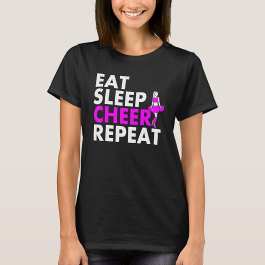 睡眠食べチアリーダー繰り返し Tシャツ (正面)