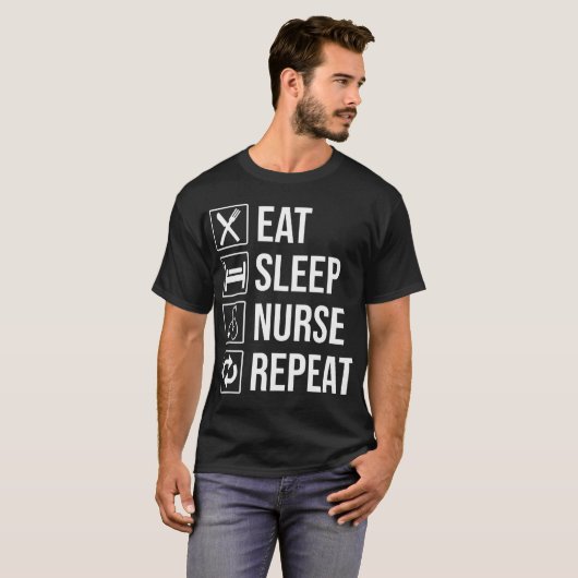 睡眠食べナースリポおもしろいート看護プレミアム Tシャツ (正面フル)
