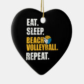 睡眠食べビーチバレーボールのリピート セラミックオーナメント (右)