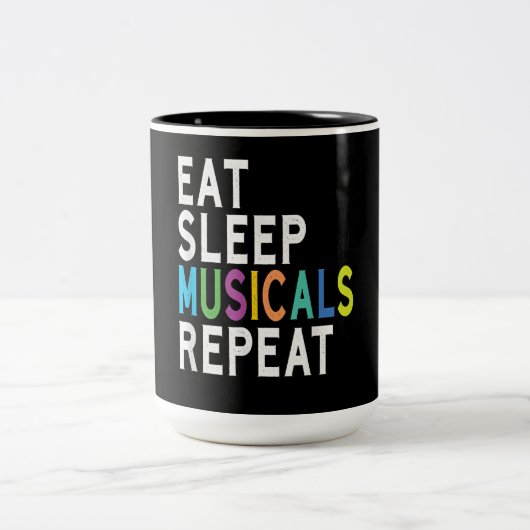 睡眠食べミュージカルリピート、ブロードウェイ演技ギフト ツートーンマグカップ (中央)