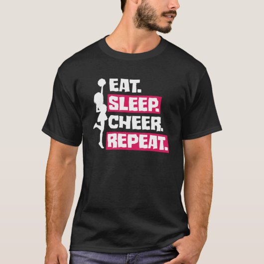 睡眠食べ応援リピートチアリーティングチアリーダー Tシャツ (正面)