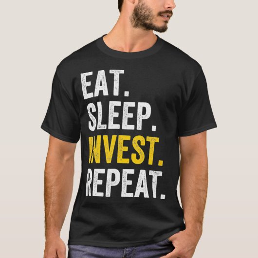 睡眠食べ投資株式投資業者 Tシャツ (正面)