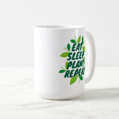 睡眠食べ植物繰り返し庭師のコーヒーマグギフト コーヒーマグカップ (正面右)
