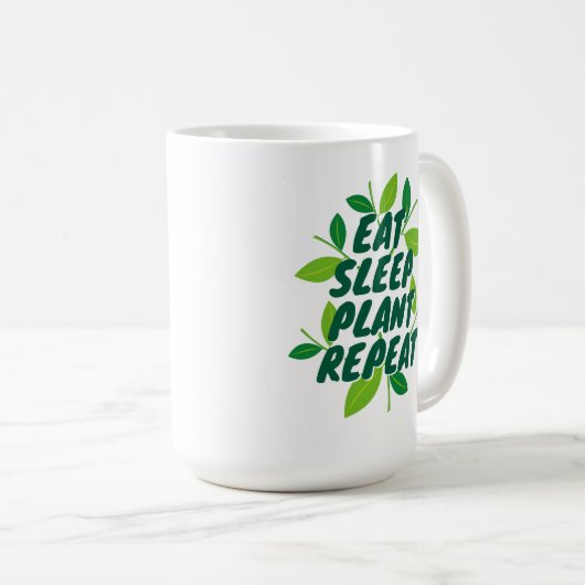 睡眠食べ植物繰り返し庭師のコーヒーマグギフト コーヒーマグカップ (正面右)