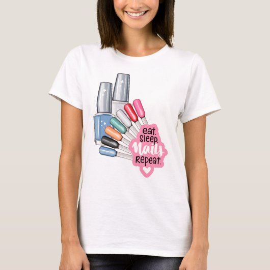 睡眠食べ爪、 ネイル引用文 Tシャツ (正面)
