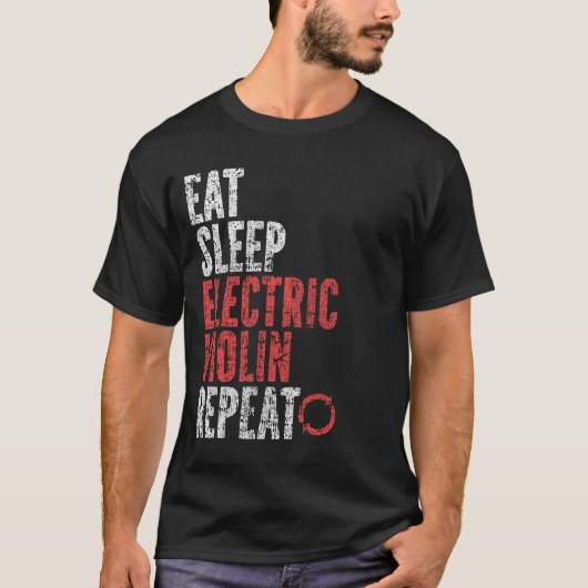 睡眠食べ電気バイオリン繰り返し Tシャツ (正面)