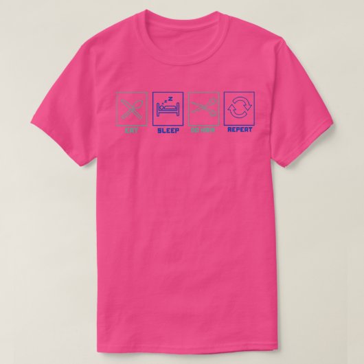 睡眠食べ髪の繰り返し髪を一日中の長いバー Tシャツ (デザイン正面)