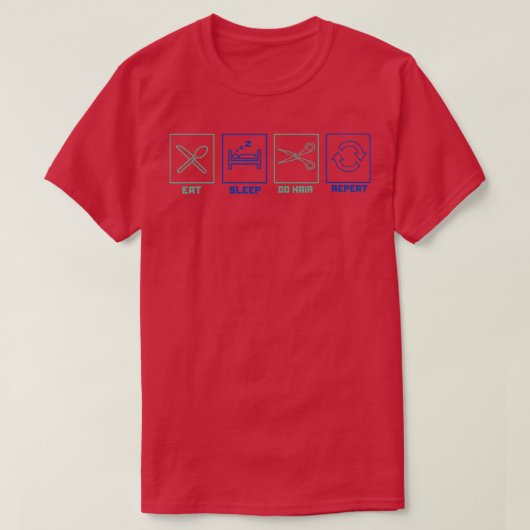 睡眠食べ髪の繰り返し髪を一日中の長いバー Tシャツ (デザイン正面)