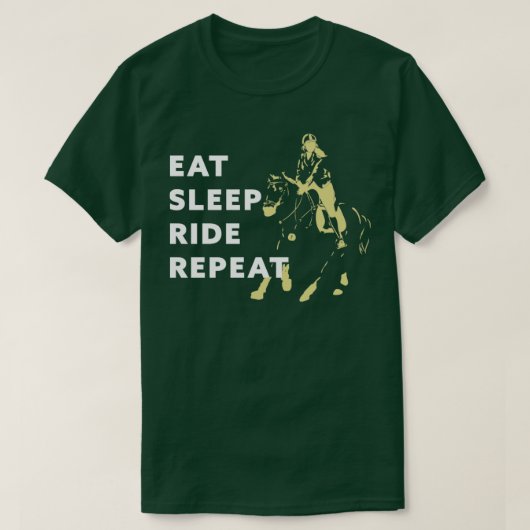 睡眠馬食べ乗りリピーター・レーシング・ポニー・ギフト Tシャツ (デザイン正面)