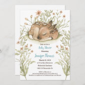 睡眠鹿ベビーシャワー招待状 案内状 (正面/裏面)