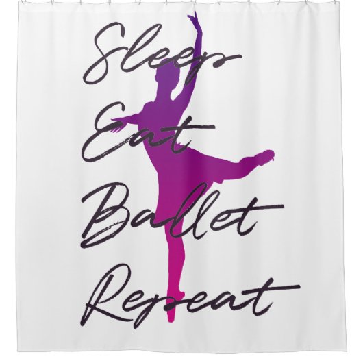睡眠、バ食べレエ、リピート シャワーカーテン (正面)