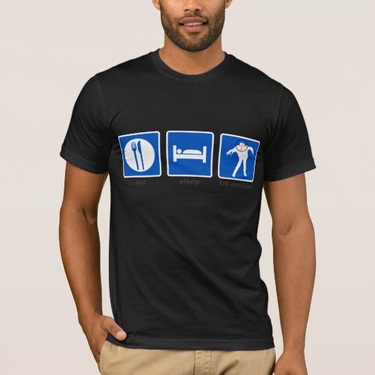 -睡眠-殺害のゾンビを食べて下さい Tシャツ (正面)