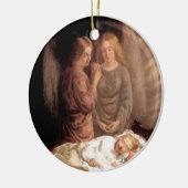 睡眠- 2人の守り神および子供 セラミックオーナメント (左)